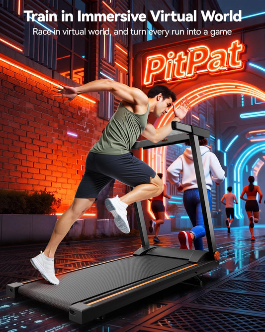 Lacuffy Treadmills for Home Foldable 100x42cm, 136kg Weight Capacity, 12km/h, 8% Incline Folding Treadmill for Heavy People, Raceable Foldable Treadmill with Multi-runner Race, Door to Door Delivery
