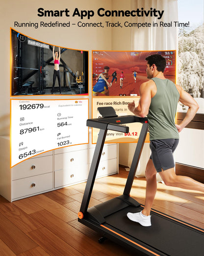 Lacuffy Treadmills for Home Foldable 112x42cm, 159kg Weight Capacity, 16km/h, 8% Incline Folding Treadmill for Heavy People, Raceable Foldable Treadmill with Multi-runner Race, Door to Door Delivery