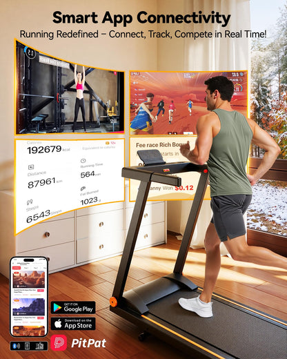 Lacuffy Treadmills for Home Foldable 100x42cm, 136kg Weight Capacity, 12km/h, 8% Incline Folding Treadmill for Heavy People, Raceable Foldable Treadmill with Multi-runner Race, Door to Door Delivery