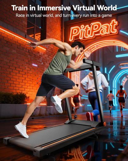 Lacuffy Treadmills for Home Foldable 112x42cm, 159kg Weight Capacity, 16km/h, 8% Incline Folding Treadmill for Heavy People, Raceable Foldable Treadmill with Multi-runner Race, Door to Door Delivery