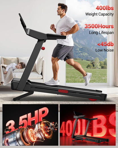 Foldable Treadmills for Home with 20% Auto Incline, 14KM/H Treadmill with Handles, Running Machine for Heavy People, 180KG Weight Capacity, Large Running Belt and Intelligent LED Touch Screen