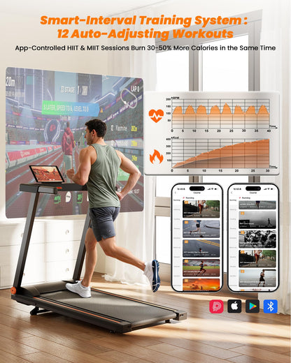 Lacuffy Treadmills for Home Foldable 100x42cm, 136kg Weight Capacity, 12km/h, 8% Incline Folding Treadmill for Heavy People, Raceable Foldable Treadmill with Multi-runner Race, Door to Door Delivery