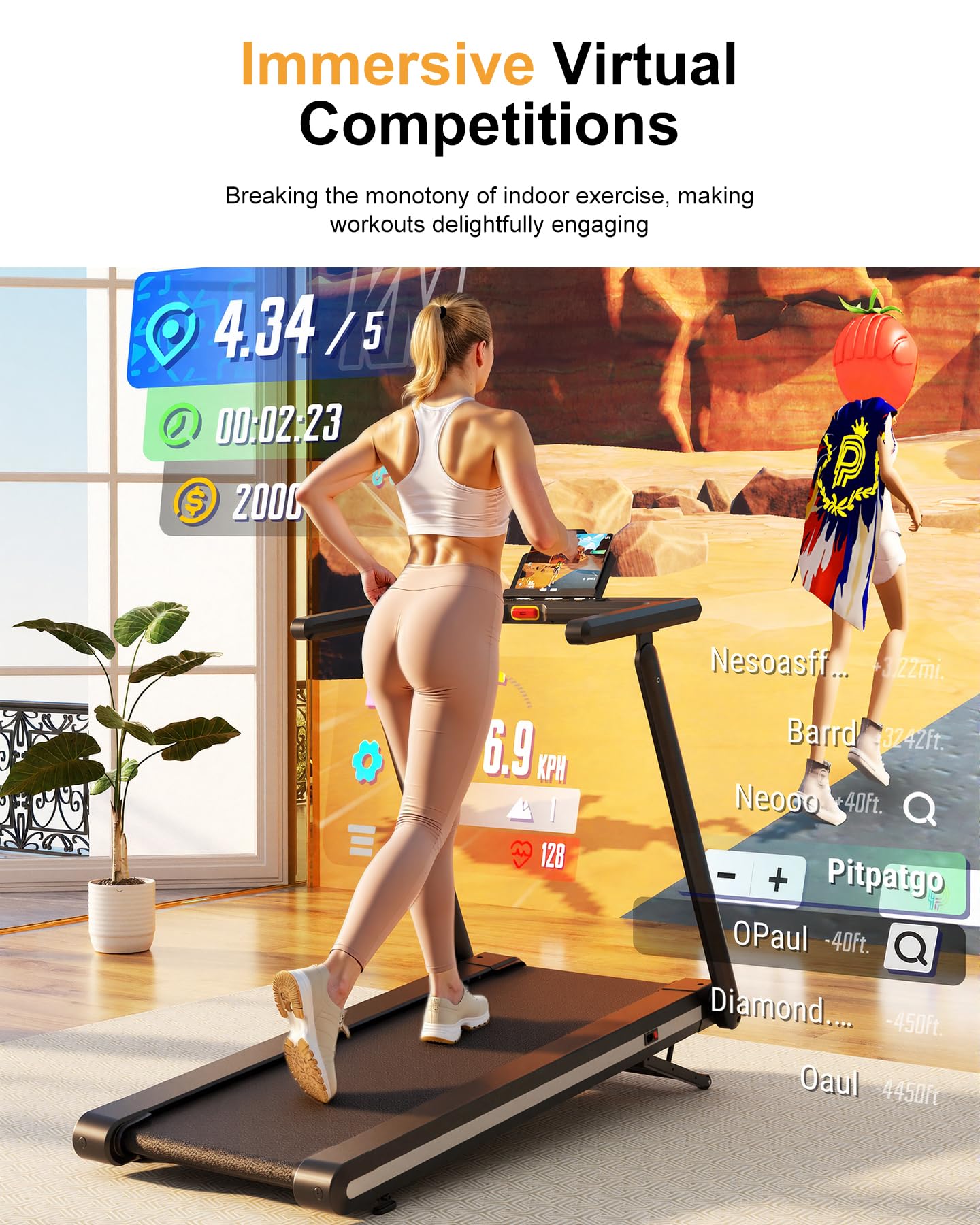 Lacuffy Foldable Treadmill with 12% Auto Incline, 181KG Capacity Treadmills for Heavy People, 18KM/H Running Machine for Home, APP Control with AI Coach, 4 Massage Modes